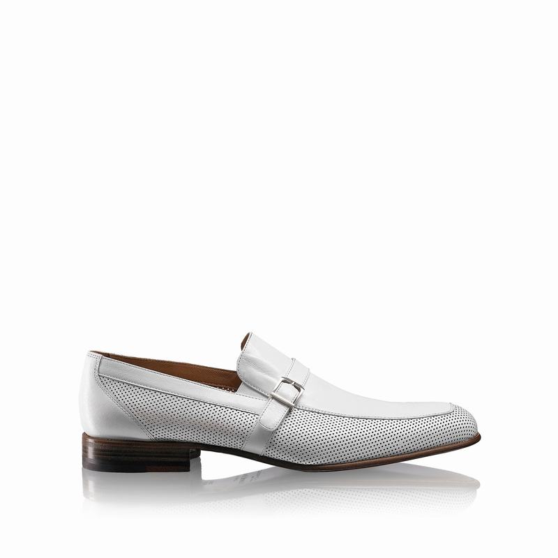 Russell & Bromley Charisma Buckle Detail Loafers Men's White [OKR3212ZH]